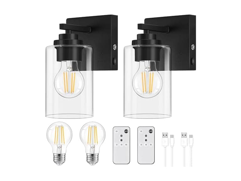 YoChoice Black Battery Wall Sconce 2Pk