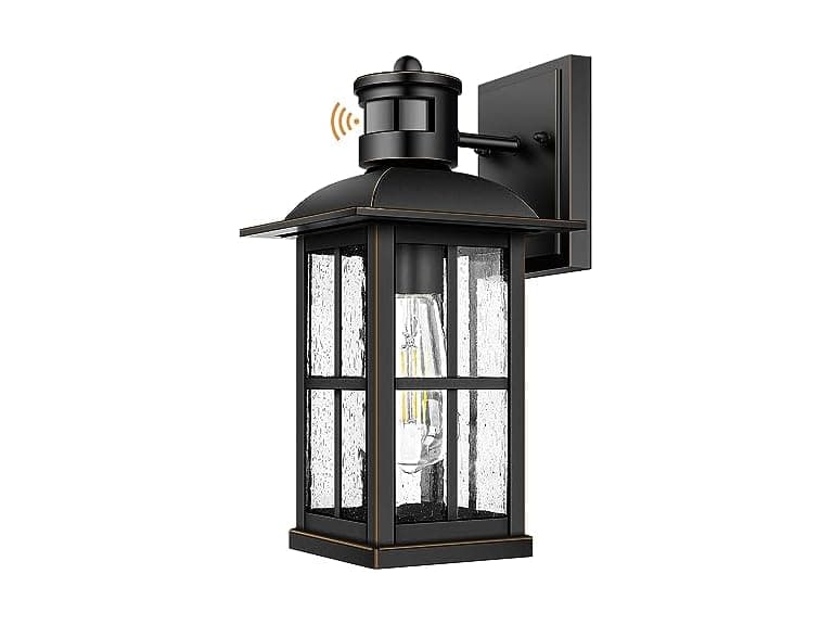13in Motion Sensor Porch Light Black