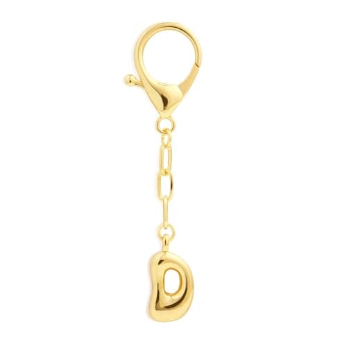 Fohufo Cute Key Chain Charm Handbags Charms - Bag Purse Charms for Handbags, Cute Keychains for Women 14K Gold Plated Initial Keychain Accessories Birthday Gifts for Women, Letter D - Image 1