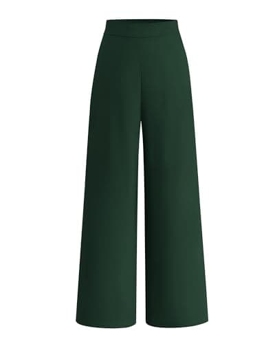 BTFBM Women High Waisted Wide Leg Pants Spring 2026 Business Casual Work Pants Loose Office Palazzo Trousers Pockets(Dark Green, 8) - Image 1