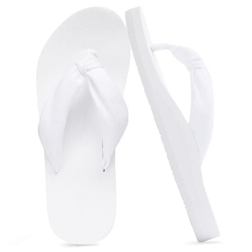 Evshine Women's Flip Flops with Moderate Arch Support, Summer Comfortable Yoga Mat Thong Sandals for Beach, Pool, Travel, White 39 - Image 1