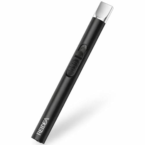 REIDEA 2 PCS Electronic Candle Lighter Arc Windproof Flameless USB Rechargeable Lighter with Safe Button for Home Kitchen (S4, Pitch Black) - Image 1