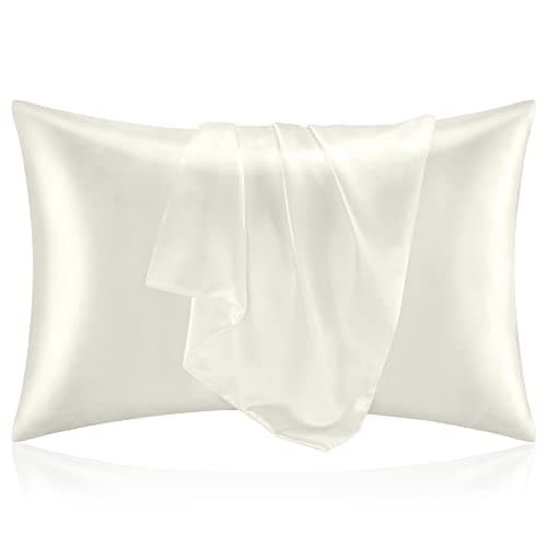 BEDELITE Satin Pillowcase for Hair and Skin, Super Soft and Cooling Similar to Silk Pillow Cases 2 Pack with Envelope Closure, Gift for Women Men(20"x26" Standard Size, Ivory) - Image 1