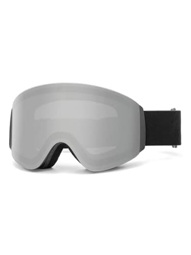 YondestStars Flip Up Ski Goggles, OTG Snow Goggles, Clamshell Anti Fog UV Protection Interchangeable Lens, Snowboard Goggles for Adult Men Women Youth - Silver Lens(VLT 10%) - Image 1