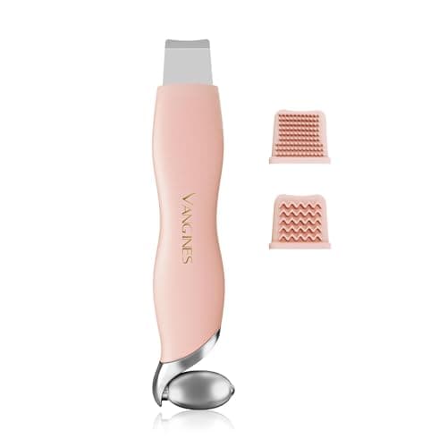 Vangines Blackhead Scraper Tool & Skin Scrubber Face Spatula for Blackhead Removal, Pore Cleaning, with Cooling Ice Roller & 2 Silicone Brush Heads (Dusty Rose) - Image 1