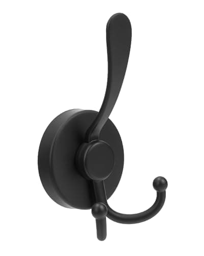 bathiin Suction Cup Hooks, Large Double Shower Hooks for Inside Shower, Heavy Duty Suction Hook for Glass Window, Black, 1 Pack - Image 1