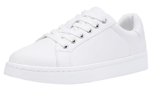 Vepose Women's White Walking Casual Sneakers, Dressy Arch Support Comfortable Low Top Tennis Lace up 8003 Shoes, Size 9M US, (CJY8003 White 09) - Image 1