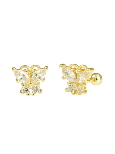 Mareclat Gold Star Earrings for Women Trendy Hypoallergenic Studs Cubic Zirconia Starburst Earrings 18K Gold Plated Non Tarnish (Butterfly) - Image 1