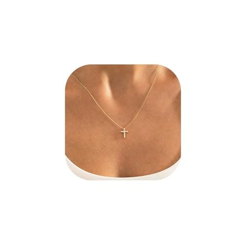 MONOZO Gold Cross Necklace for Women - 14K Gold Plated Cross Necklace Dainty Diamond Cross Pendant Necklace Gold Cross Necklaces for Women Trendy Gold Jewelry for Women - Image 1