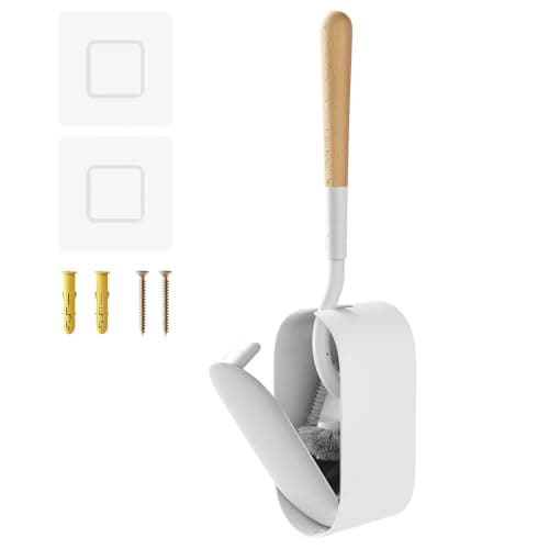 Toilet Cleaner Brush, Diveotree Toilet Brush and Holder for Dead Corner Cleaning, Wall Mounted Toilet Bowl Brush for Bathroom Decor, Toilet Scrubber Brush for Home/Hotel (White, Round-1pack) - Image 1