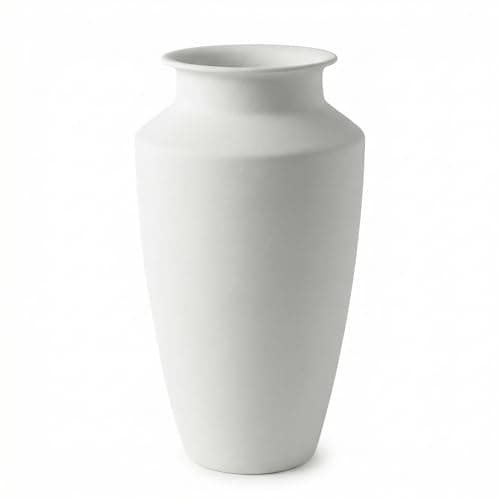 12.6 Inch Handmade Frosted White Ceramic Vase-Modern Farmhouse Style, Tall Flower Vase for Bedroom, Living Room, Wedding & Table Centerpiece, Ideal for Fresh & Dried Flowers - Image 1
