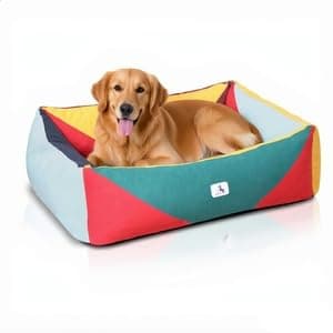 Welfibr 290 GSM Cotton Canvas Dog Couch Bed, Washable Removable Cover, Tough Bolster with Supportive Chopped Foam, Anti-Slip Bottom (Large) - Image 1