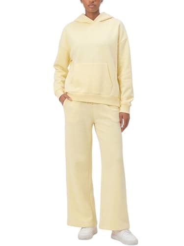 DITOK Womens Sweatsuits 2 Piece Set Oversized Hoodie & Wide Leg Sweatpants Tracksuit Soft Lounge Outfit Comfy Matching Set, Butter Yellow - Image 1