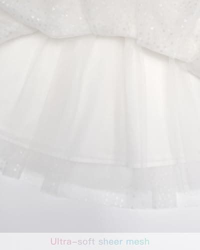 Stelle Layered Tulle Skirt for Girls Ruffle Flowy Christmas Tutu Birthday Party Princess Skirt(White,6-7Y) - Thumbnail 6