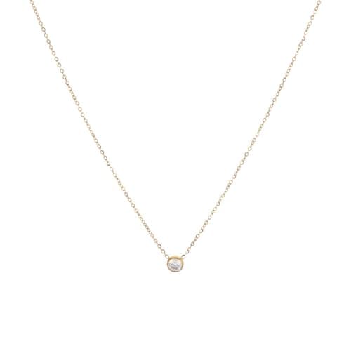 PNNY AMDA Simple Gold Diamond Necklace: 18K Gold Plated Dainty Diamond Look Pendant Necklace Sparkly - Single CZ Exquisite Gifts for Women XL-ZS-DG - Image 1