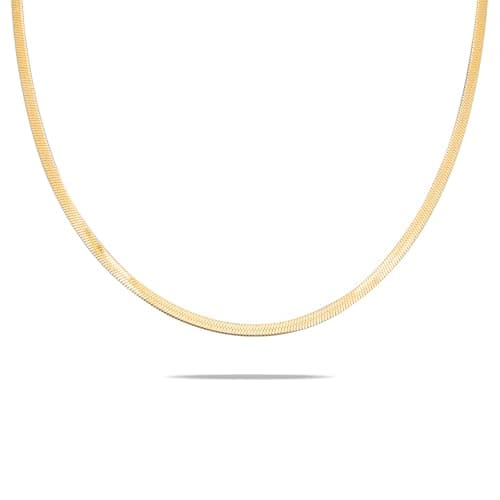 Milan Chiva 14K Gold Chunky Plated Snake Chain Necklace for women, Dainty Trendy Non Tarnish Charm Stacked Necklaces Fashion Jewelry for Women MNS-1007GD - Image 1