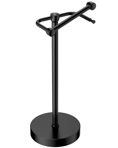 RARXTR Toilet Paper Holder Stand, Modern Bathroom Free Standing Toilet Paper Roll Holder, Stainless Steel Tissue Rack, Rust-Proof & Heavy Stable Base (Matte Black) - Image 1
