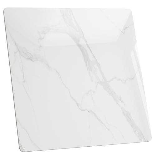SSTBLEV Square Table Top, 31.5” White Sintered Stone Tabletop, DIY Replacement & Cover Marble Desktop, Scratch & Wear Resistant, Suitable for Indoor & Outdoor