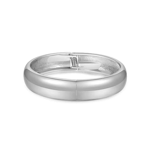 AYWFCBF Chunky Bracelets for Women | Bold Dome Bangles | Trendy Hinged Cuff Open Wide Chunky Silver Plated Bracelet | Arm Cuff Jewelry for Women - Image 1