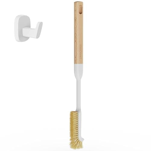 Cleaning Brush, Diveotree Hard Bristle Brush for Deep Cleaning Grout, Sink, Cup, Teapot, Bottle, Blender, Multi-Purpose Brush wih Long Handle for Kitchen (White) - Image 1