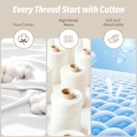 Baigee Fitted Sheet Queen, 100% Cotton, Premium Hotel-Quality Feel, Breathable and Durable, Deep Pocket 15–18”(60"x80",White) - Thumbnail 4