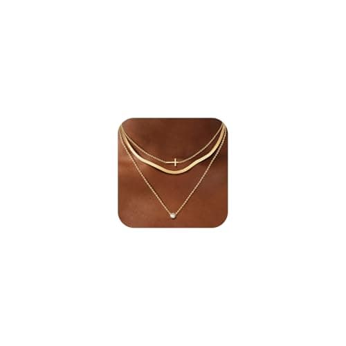 KSF Gold Layered Cross Necklace for Women - 14K Gold Plated Layered Cross Cubic Zirconia Pendant Necklace for Women Trendy Stack Jewelry Gift - Image 1