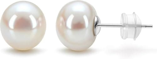 Sylphalite Sterling Silver 6mm Round White Freshwater Pearl Stud Earrings with Iridescent Luster - Hypoallergenic Luxury Jewelry for Women, Ideal for Gifting & Daily Elegance - Image 1