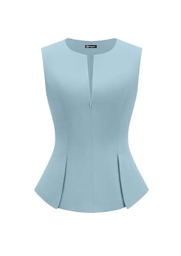 PRETTYGARDEN Women's 2026 Summer Vest Tops Business Casual Going Out Outfits Sleeveless Zip Up Dressy Tank Top Suit Waistcoat (Light Blue,XX-Large) - Image 1