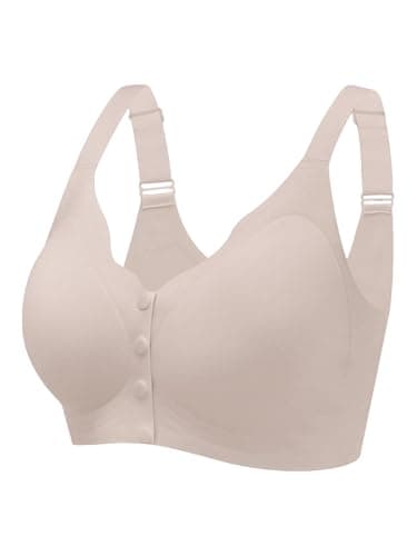 HiMONE Front Closure Push Up Bras for Women Wireless Full Coverage Bra Seamless Bras Comfort Lift Smoothing Bralettes for Women Supportive（Khaki-XL） - Image 1