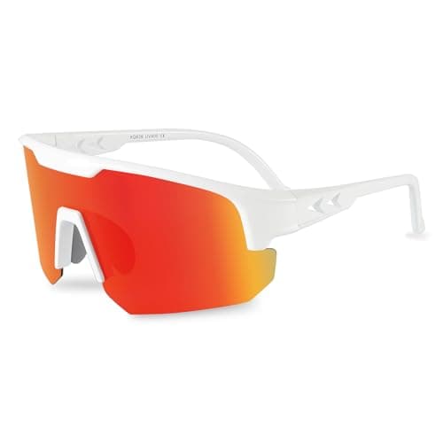 OULAIQI Polarized Sports Baseball Sunglasses, TR90 Lightweight Material, UV400 Unisex Cycling Glasses For Youth and Adults (WhiteRed)