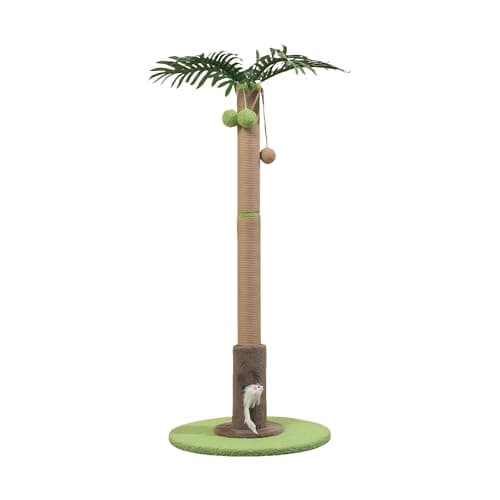 RPZ Palm Tree Cat Scratching Post for Indoor Cats, Tall Sisal Cat Scratcher Tree with Sturdy Base, Cute Cat Scratch Post for Kittens & Adult Cats