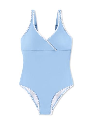 Girls Summer Swimsuit One Piece Bathing Suit Padded Adjustable Strap Swimwear Set Teens Girls Beach Cover Up 13-14T (Clear, 15-16 Years) - Image 1
