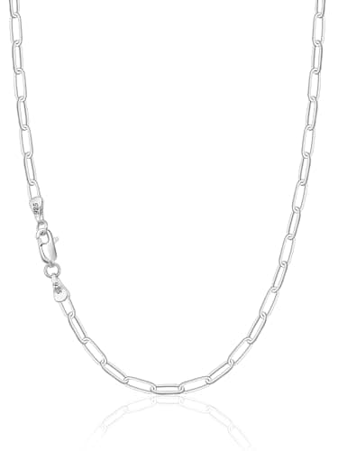 IEFWELL Silver Chain Necklace for Women - 3.5mm Silver Paperclip Chain Necklace, 16 inches Sturdy Hypoallergenic Chains, Jewelry Gifts Men Girlfriend - Image 1