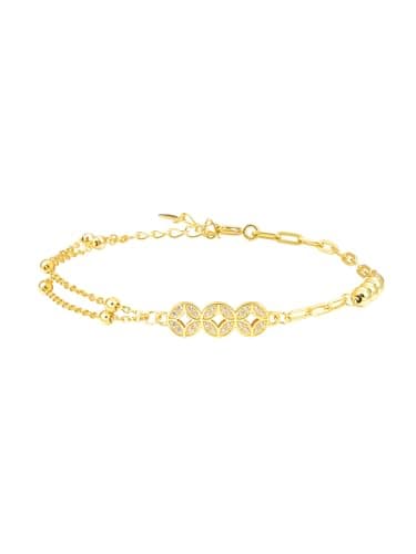 Mareclat Dainty Gold Chain Feng Shui Bracelet, Coins Charm 18K Gold Filled Good Luck Bracelet for Women Non Tarnish - Image 1