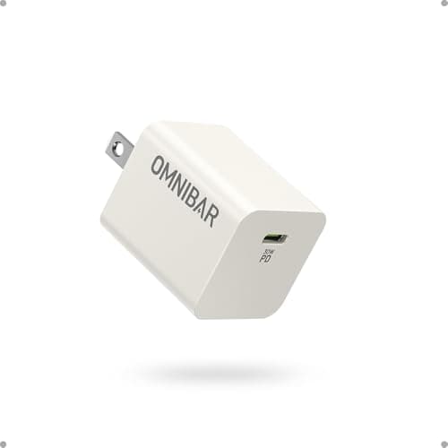 OMNIBAR 30W USB C Charger Block, GaN Type C Wall Charger, PD3.0 PPS USB-C Power Adapter, Compact Type C Charger Fast Charging for iPhone 17/16/15, Samsung Galaxy S25/S24/S23, Pixel 10/9/8, White - Image 1
