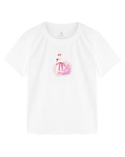 Stelle Girls T Shirts Graphic Tees Short Sleeve Tshirts Crewneck Cute Summer Casual Basic Tops for Kids Teen（Swan Whisper White,4-5 Years） - Image 1