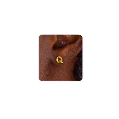 MUMREUES Gold Earrings for Women Trendy 14K Gold Plated Initial Q Letter Stud Earrings Simple Small Minimalist Dainty Cute Hypoallergenic Earrings Jewelry Gifts - Image 1