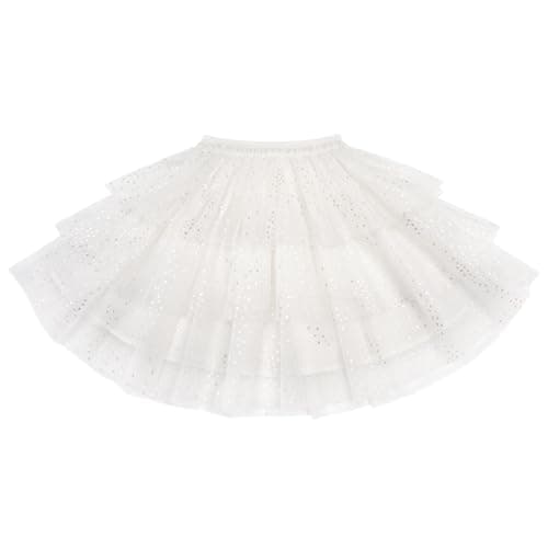 Stelle White Tutu Girls 4t Puffy Tulle 3 Layered Tutu Skirt for Casual Daily Wear(White,4-5Y) - Image 1