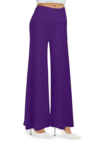 Arolina Women's Stretchy Wide Leg Palazzo Lounge Pants Casual Comfy High Waist Palazzo Pants Purple - Image 1