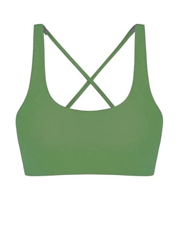 ZAFUL Women's Adjustable Lace-up Bikini Top Push Up Padded Scoop Neck Swimsuit Tops Army Green S - Image 1