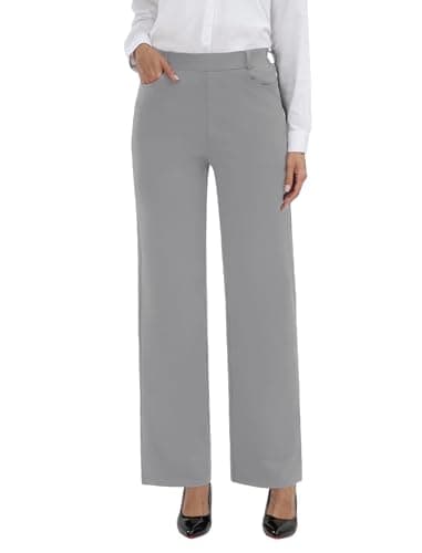 TOPYOGAS Womens High Waist Wide Leg Dress Pants Business Casual Stretchy Work Pants with Pockets Slacks Trousers Gray - Image 1