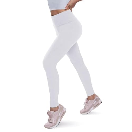 QGGQDD Fleece Lined Leggings Women - Soft Tummy Control High Waisted Winter Thermal Warm Yoga Pants for Workout Hiking White Large-X-Large - Image 1