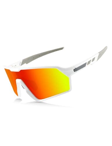 OULAIQI Lightweight Sports Sunglasses for Men & Women, UV400 Cycling Sunglasses for Baseball Running Cycling Outdoor Sports (Orange1Lens) - Image 1