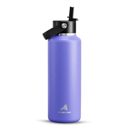 POWCAN 18oz Travel Water Bottle: Standard Mouth, Leakproof, BPA-Free, Easy Hold Handle, Insulated Stainless Steel Thermos with Straw for Teens, School, Outdoors, Running, Camping, Gym (Violet's Tale) - Image 1