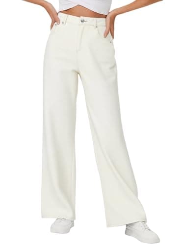 Genleck Baggy Jeans Women Loose Fit Wide Leg High Waisted Jean for Woman Oversized Y2K Pants Trendy (White,16) - Image 1