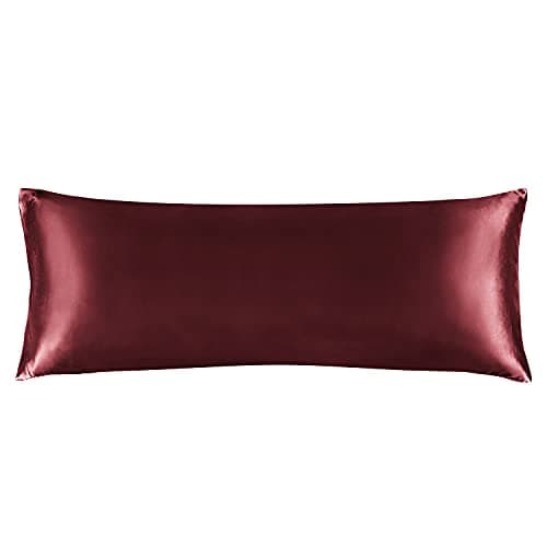 BEDELITE Satin Body Pillow Cover, Super Soft and Cooling Body Pillow Pillowcase for Hair and Skin, Breathable Silky Full Long Pillowcase Cover(20"x54", Burgundy) - Image 1