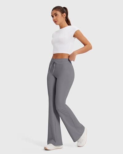 MOOSLOVER Women Flare Yoga Pants Drawstring High Waist Bootcut Leggings Soft Stretch Pilates Lounge Pant(XL,Gray) - Thumbnail 6