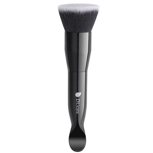 DUcare Foundation Brushes Flat Top Self Tanner Brush Dual-Ended Kabuki Brush with Spoon Handle for Liquid, Cream and Powder Face Makeup With Handle