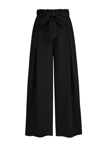 PRETTYGARDEN Women's Wide Leg Work Pants Business Casual High Waisted Loose Palazzo Trouser Summer Clothes (Black,Small) - Image 1