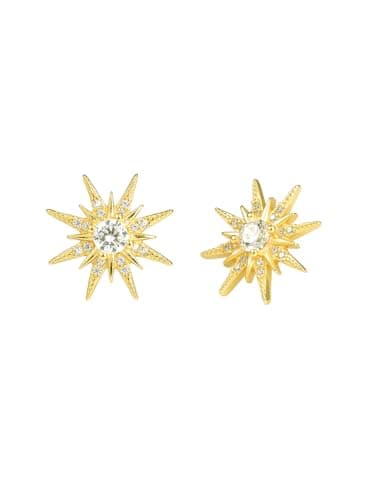Mareclat Gold Star Earrings for Women Trendy Hypoallergenic Studs Cubic Zirconia Starburst Earrings 18K Gold Plated Non Tarnish (Starburst) - Image 1